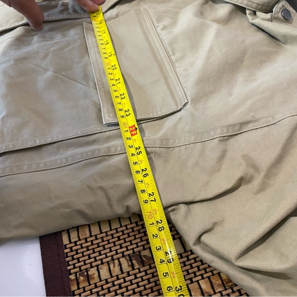 Elodie Khaki Utility Jacket Large Military Cargo Style Zip Front Cotton Coat - Picture 14 of 15